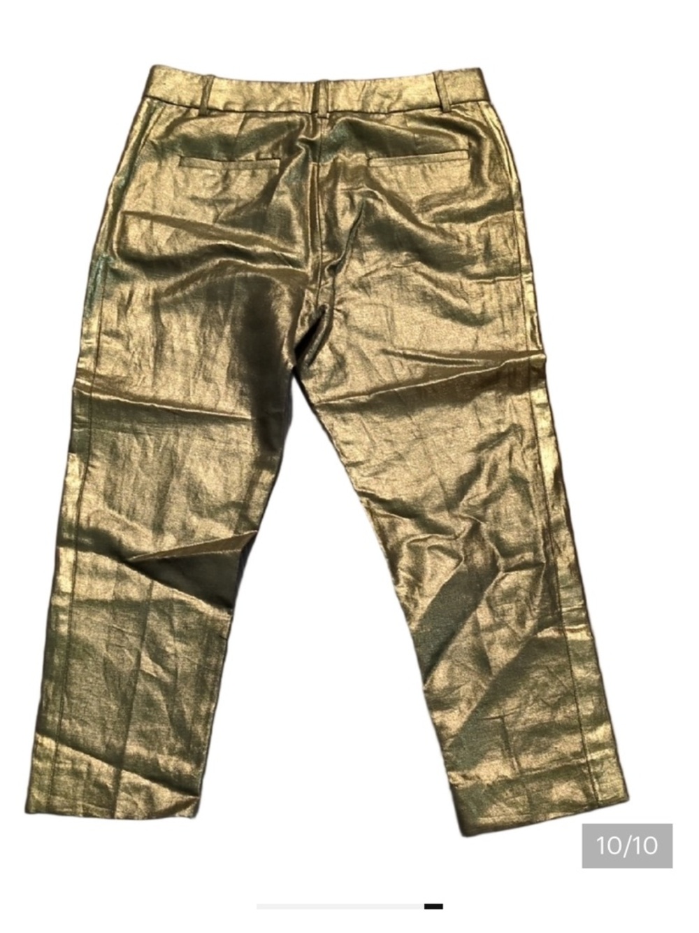 J. Crew Gold Metallic Linen Blend Cropped Pants Size 4